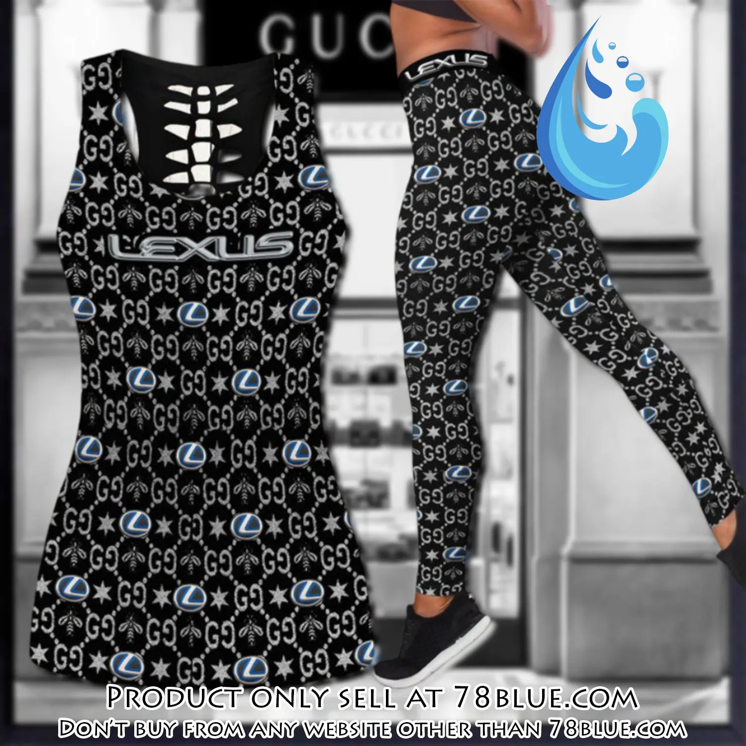 Gucci lexus tank top leggings set luxury brand for women yoga gym ydk 78b0945074